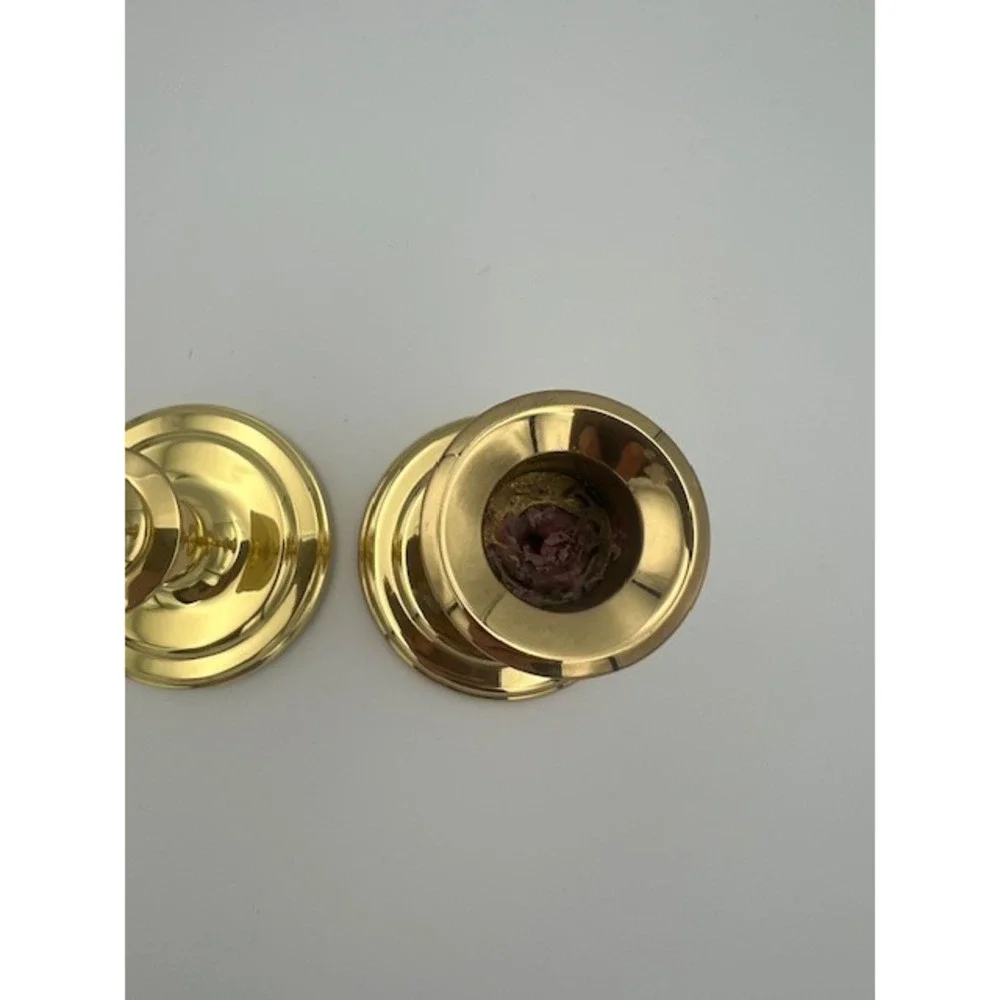 Baldwin Polished Brass Candlestick Holders Set of 2 Forged in America 5 in